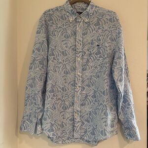Vineyard Vines Linen Classic Fit Tucker Long Sleeve Button Down Shirt Blue Palm